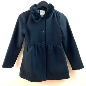 Gymboree Girl’s Black Dressy Coat w/Fur Trim